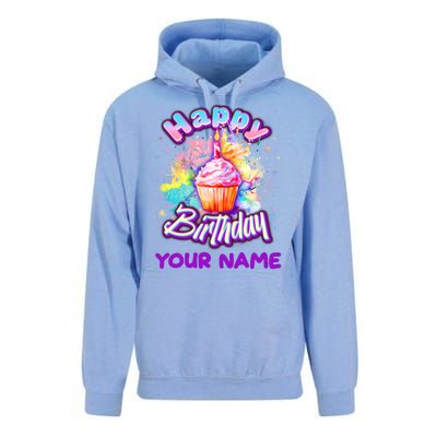 Cute Happy Birthday Graffiti Cupcake Personalized Custom Name Unisex Surf Hoodie