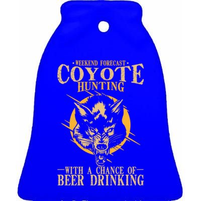 Coyote Hunting Beer Ing Gift Ceramic Bell Ornament