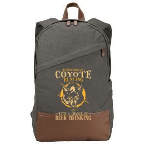 Coyote Hunting Beer Ing Gift Cotton Canvas Backpack