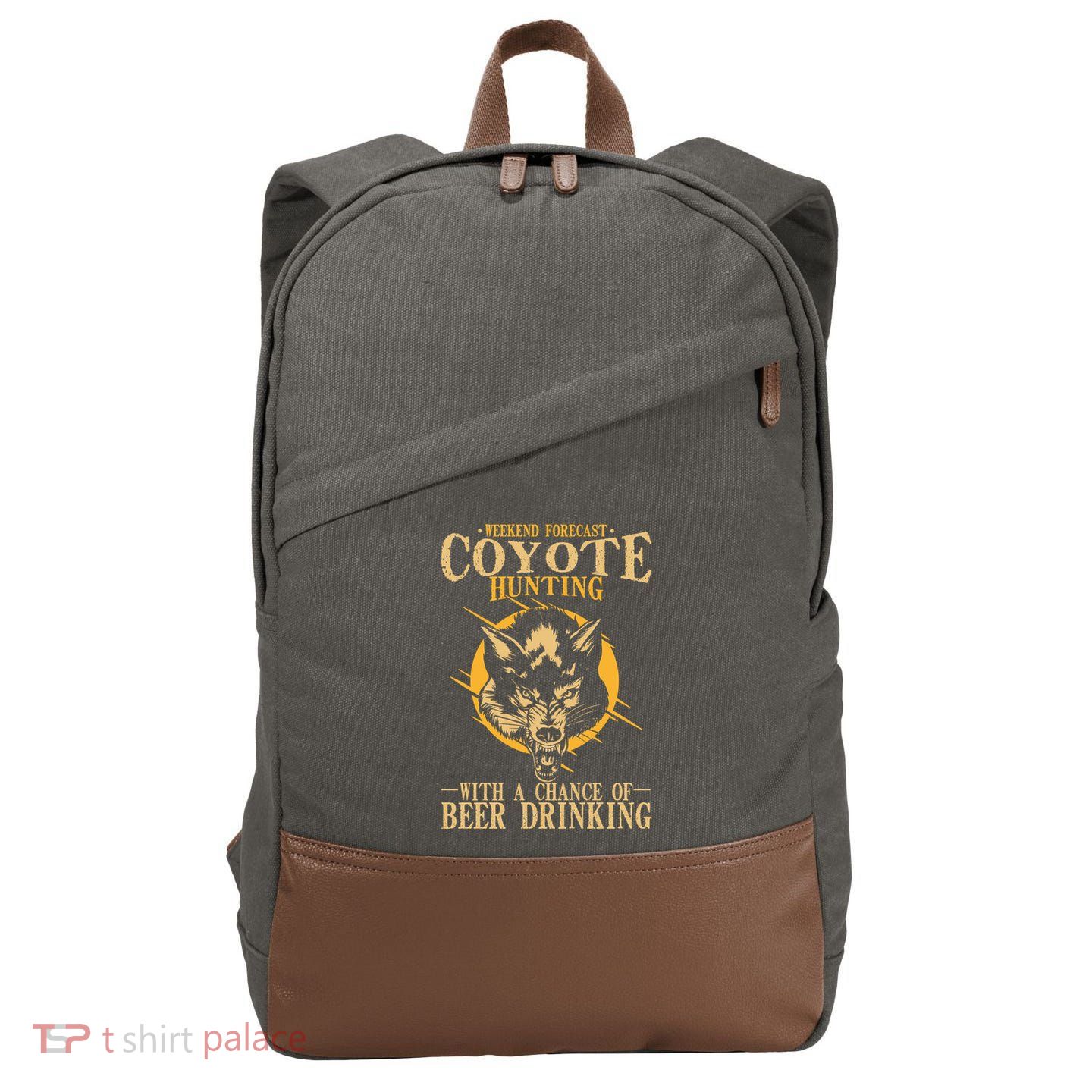 Coyote Hunting Beer Ing Gift Cotton Canvas Backpack