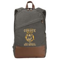 Coyote Hunting Beer Ing Gift Cotton Canvas Backpack