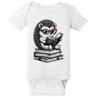 Cute Hedgehog Book Nerd Funny Readers Baby Bodysuit