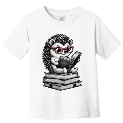 Cute Hedgehog Book Nerd Funny Readers Toddler T-Shirt