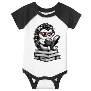 Cute Hedgehog Book Nerd Funny Readers Infant Baby Jersey Bodysuit