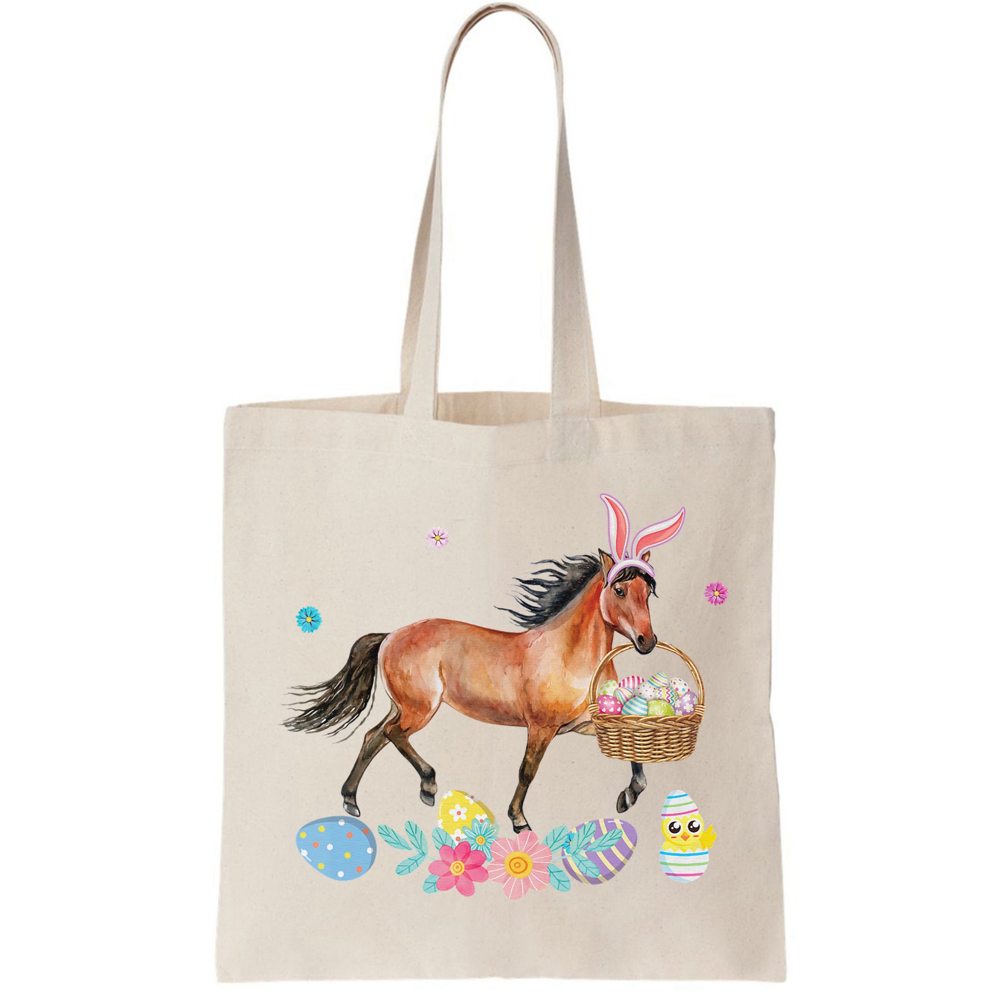 Cute Horse Bunny Ears Easter Eggs Basket Horse Bag