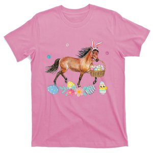 Cute Horse Bunny Ears Easter Eggs Basket Horse T-Shirt