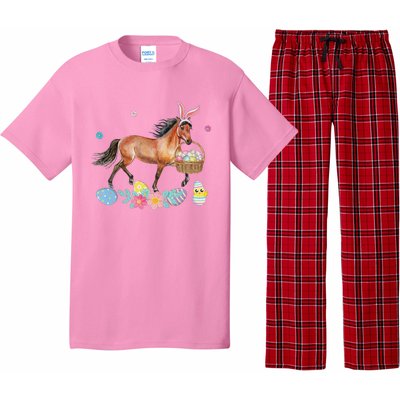 Cute Horse Bunny Ears Easter Eggs Basket Horse Pajama Set