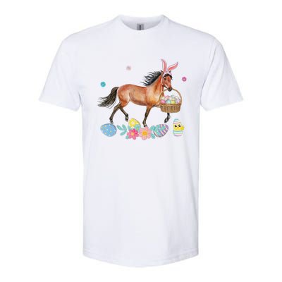 Cute Horse Bunny Ears Easter Eggs Basket Horse Softstyle® CVC T-Shirt