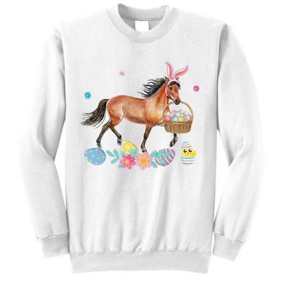 Cute Horse Bunny Ears Easter Eggs Basket Horse Sweatshirt