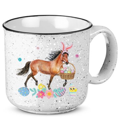 Cute Horse Bunny Ears Easter Eggs Basket Horse 15oz Campfire Ceramic Mug