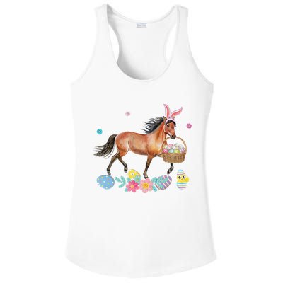 Cute Horse Bunny Ears Easter Eggs Basket Horse Ladies PosiCharge Competitor Racerback Tank