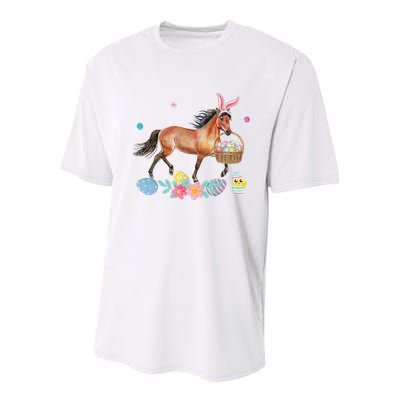 Cute Horse Bunny Ears Easter Eggs Basket Horse Youth Performance Sprint T-Shirt