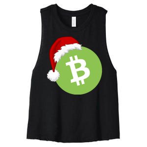 Christmas Hat Bitcoin Cash Funny Santa Hat Bitcoin Cash Funny Bitcoin Cash Women's Racerback Cropped Tank