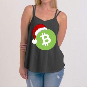 Christmas Hat Bitcoin Cash Funny Santa Hat Bitcoin Cash Funny Bitcoin Cash Women's Strappy Tank