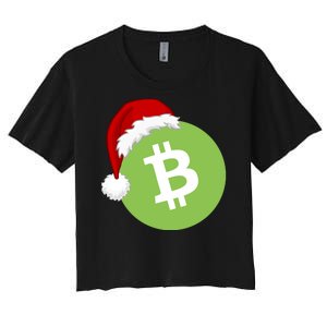 Christmas Hat Bitcoin Cash Funny Santa Hat Bitcoin Cash Funny Bitcoin Cash Women's Crop Top Tee