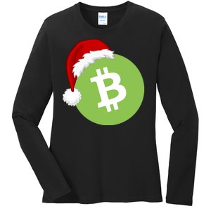 Christmas Hat Bitcoin Cash Funny Santa Hat Bitcoin Cash Funny Bitcoin Cash Ladies Long Sleeve Shirt