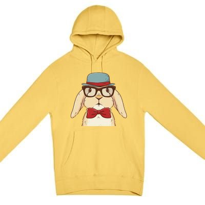 Cute Hipster Bunny Funny Retro Lovers Premium Pullover Hoodie