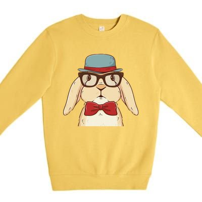 Cute Hipster Bunny Funny Retro Lovers Premium Crewneck Sweatshirt