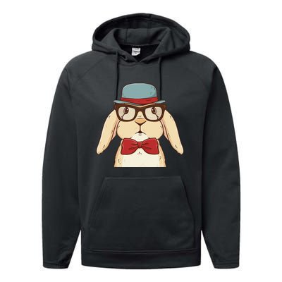 Cute Hipster Bunny Funny Retro Lovers Performance Fleece Hoodie