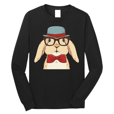 Cute Hipster Bunny Funny Retro Lovers Long Sleeve Shirt