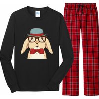 Cute Hipster Bunny Funny Retro Lovers Long Sleeve Pajama Set