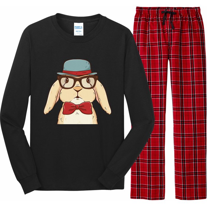 Cute Hipster Bunny Funny Retro Lovers Long Sleeve Pajama Set