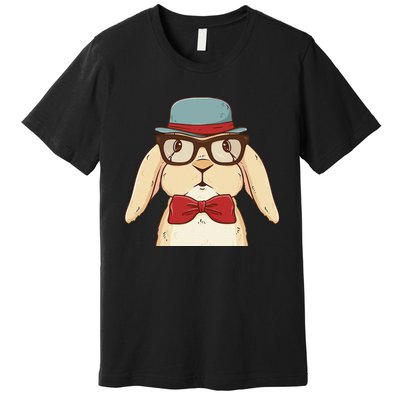 Cute Hipster Bunny Funny Retro Lovers Premium T-Shirt