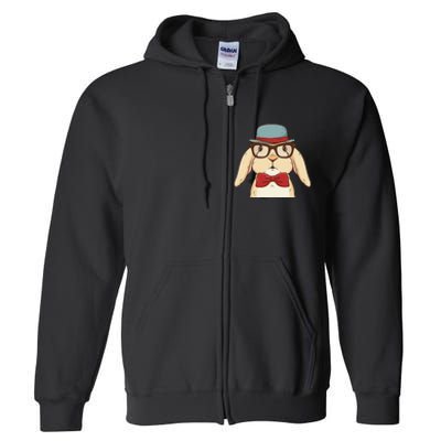 Cute Hipster Bunny Funny Retro Lovers Full Zip Hoodie