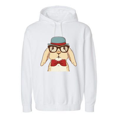 Cute Hipster Bunny Funny Retro Lovers Garment-Dyed Fleece Hoodie