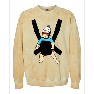 Carlos Hangover Baby With Sunglasses In A Strap Colorblast Crewneck Sweatshirt