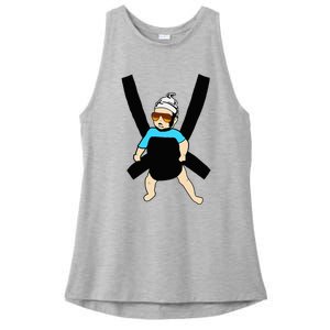 Carlos Hangover Baby With Sunglasses In A Strap Ladies PosiCharge Tri-Blend Wicking Tank