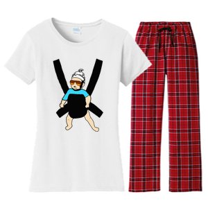 Carlos Hangover Baby With Sunglasses In A Strap Women's Flannel Pajama Set