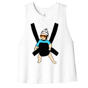 Carlos Hangover Baby With Sunglasses In A Strap Women's Racerback Cropped Tank