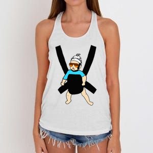 Carlos Hangover Baby With Sunglasses In A Strap Women's Knotted Racerback Tank