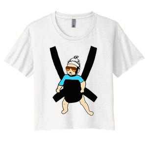 Carlos Hangover Baby With Sunglasses In A Strap Women's Crop Top Tee