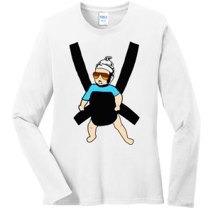 Carlos Hangover Baby With Sunglasses In A Strap Ladies Long Sleeve Shirt