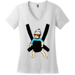 Carlos Hangover Baby With Sunglasses In A Strap Women's V-Neck T-Shirt