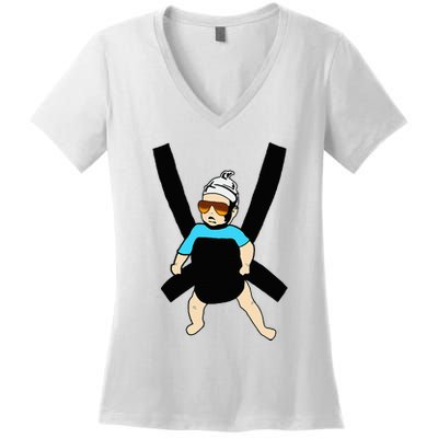 Carlos Hangover Baby With Sunglasses In A Strap Women's V-Neck T-Shirt
