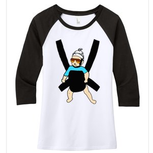 Carlos Hangover Baby With Sunglasses In A Strap Women's Tri-Blend 3/4-Sleeve Raglan Shirt