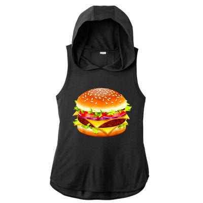 Cheeseburger Hamburger Burger Funny Food Halloween Costume Ladies PosiCharge Tri-Blend Wicking Draft Hoodie Tank