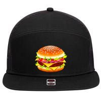Cheeseburger Hamburger Burger Funny Food Halloween Costume 7 Panel Mesh Trucker Snapback Hat