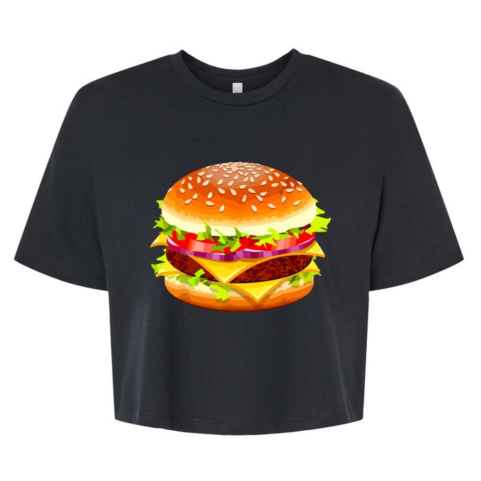 Cheeseburger Hamburger Burger Funny Food Halloween Costume Bella+Canvas Jersey Crop Tee