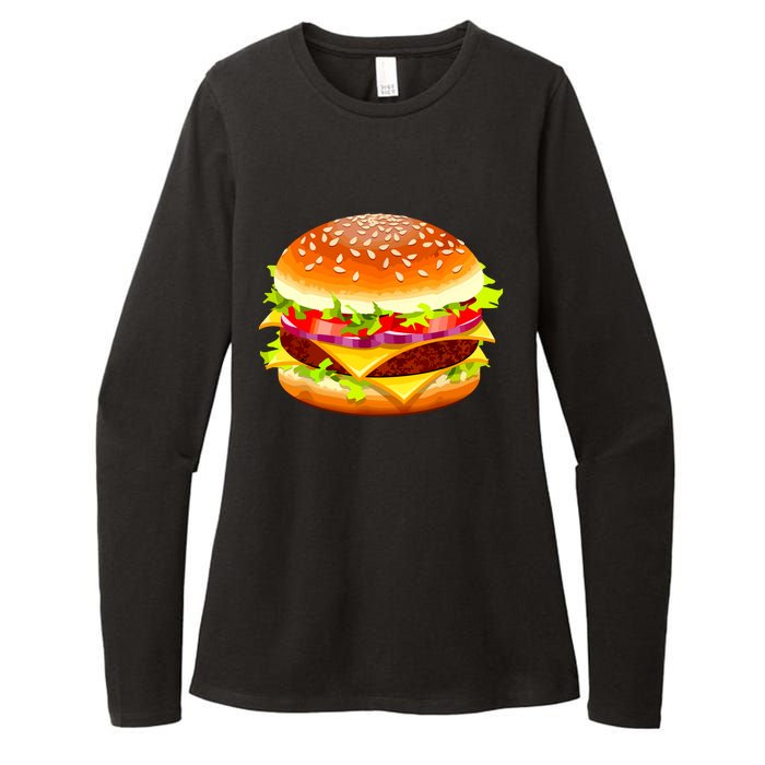 Cheeseburger Hamburger Burger Funny Food Halloween Costume Womens CVC Long Sleeve Shirt