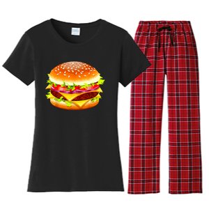 Cheeseburger Hamburger Burger Funny Food Halloween Costume Women's Flannel Pajama Set