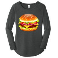 Cheeseburger Hamburger Burger Funny Food Halloween Costume Women's Perfect Tri Tunic Long Sleeve Shirt