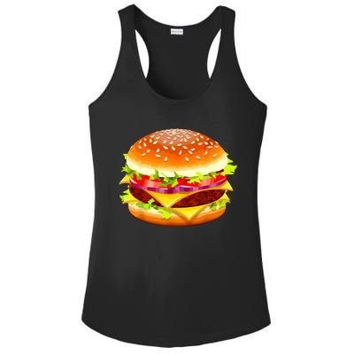 Cheeseburger Hamburger Burger Funny Food Halloween Costume Ladies PosiCharge Competitor Racerback Tank