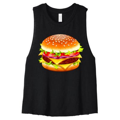 Cheeseburger Hamburger Burger Funny Food Halloween Costume Women's Racerback Cropped Tank