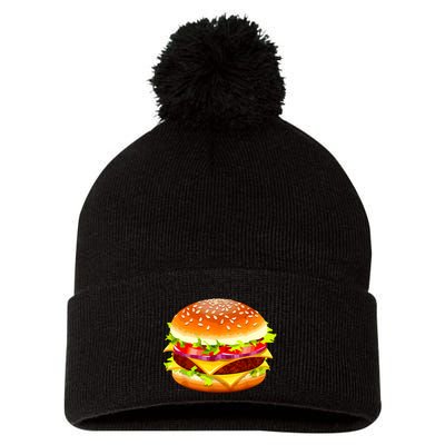 Cheeseburger Hamburger Burger Funny Food Halloween Costume Pom Pom 12in Knit Beanie