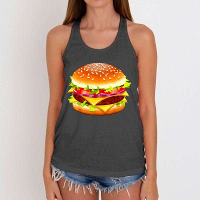 Cheeseburger Hamburger Burger Funny Food Halloween Costume Women's Knotted Racerback Tank