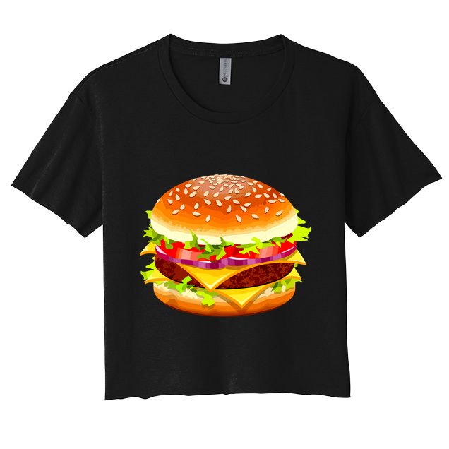Cheeseburger Hamburger Burger Funny Food Halloween Costume Crop Top